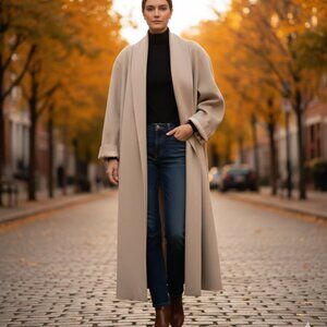 Vintage Wool Longline Coat Mode Raymondi Oversized Minimalist Fall Outerwear